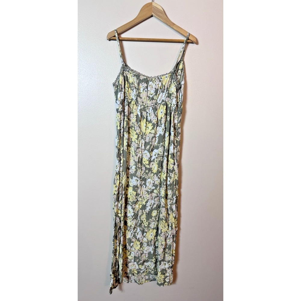 Stitch And Pine Slip Dress Medium Green Yellow Fairy Cottagecore 90s Y2K Cami M - Picture 3 of 13